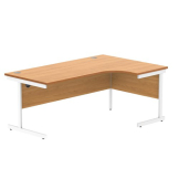 Astin Radial Right Hand Single Upright Desk 1800x1200x730mm Beech-White KF800056