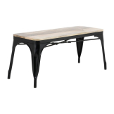 Bolero Bistro Indoor Bench Mango Wood and Black Frame 1000mm 2 Pack